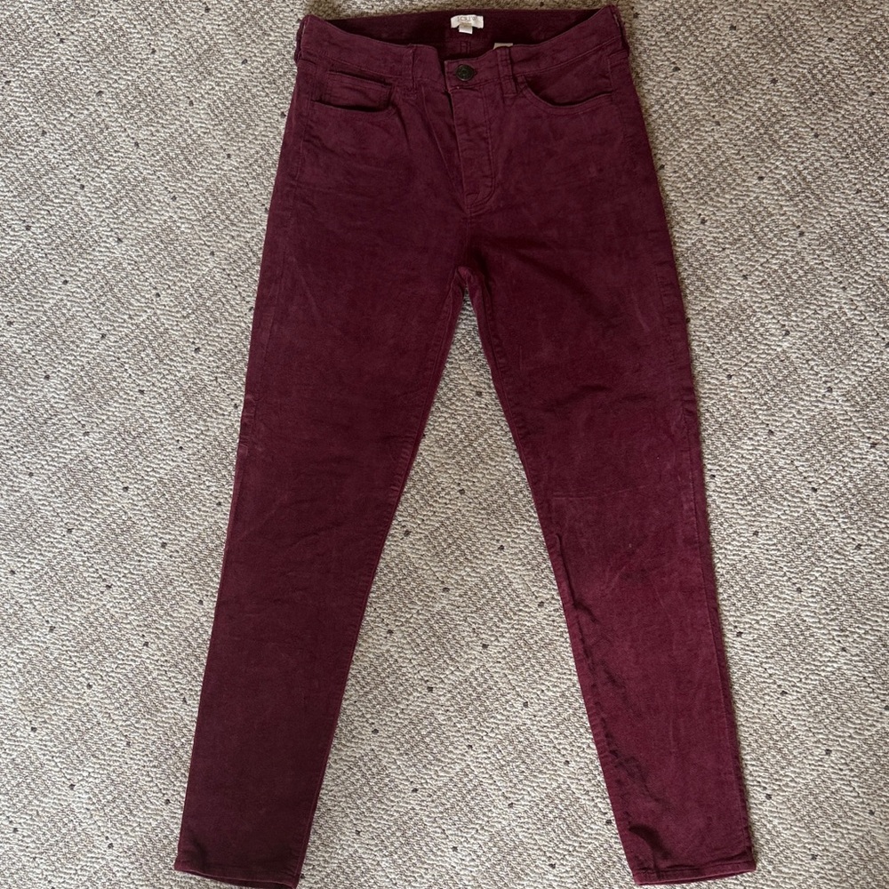 Burgundy Velvet Skinny Jeans